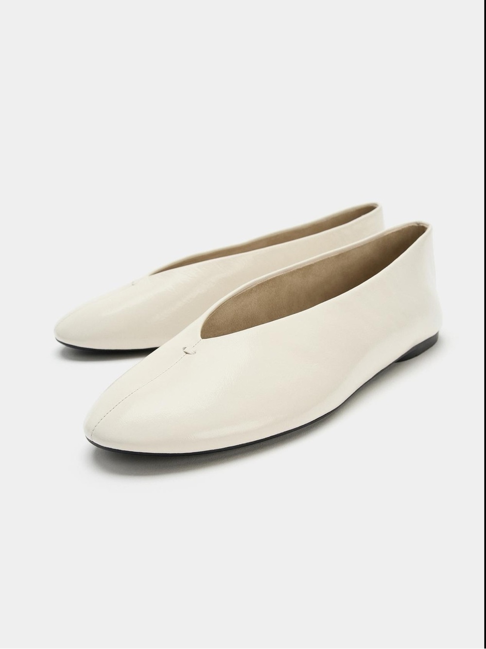 ZARA Leather Ballet Flats NWT